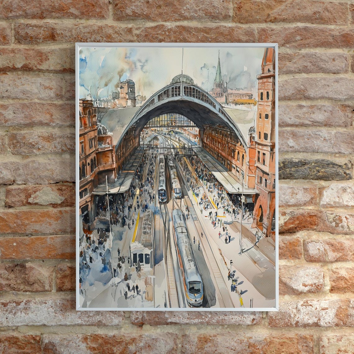 Grand European Train Station Hall Watercolor Architecture Poster - Image 6