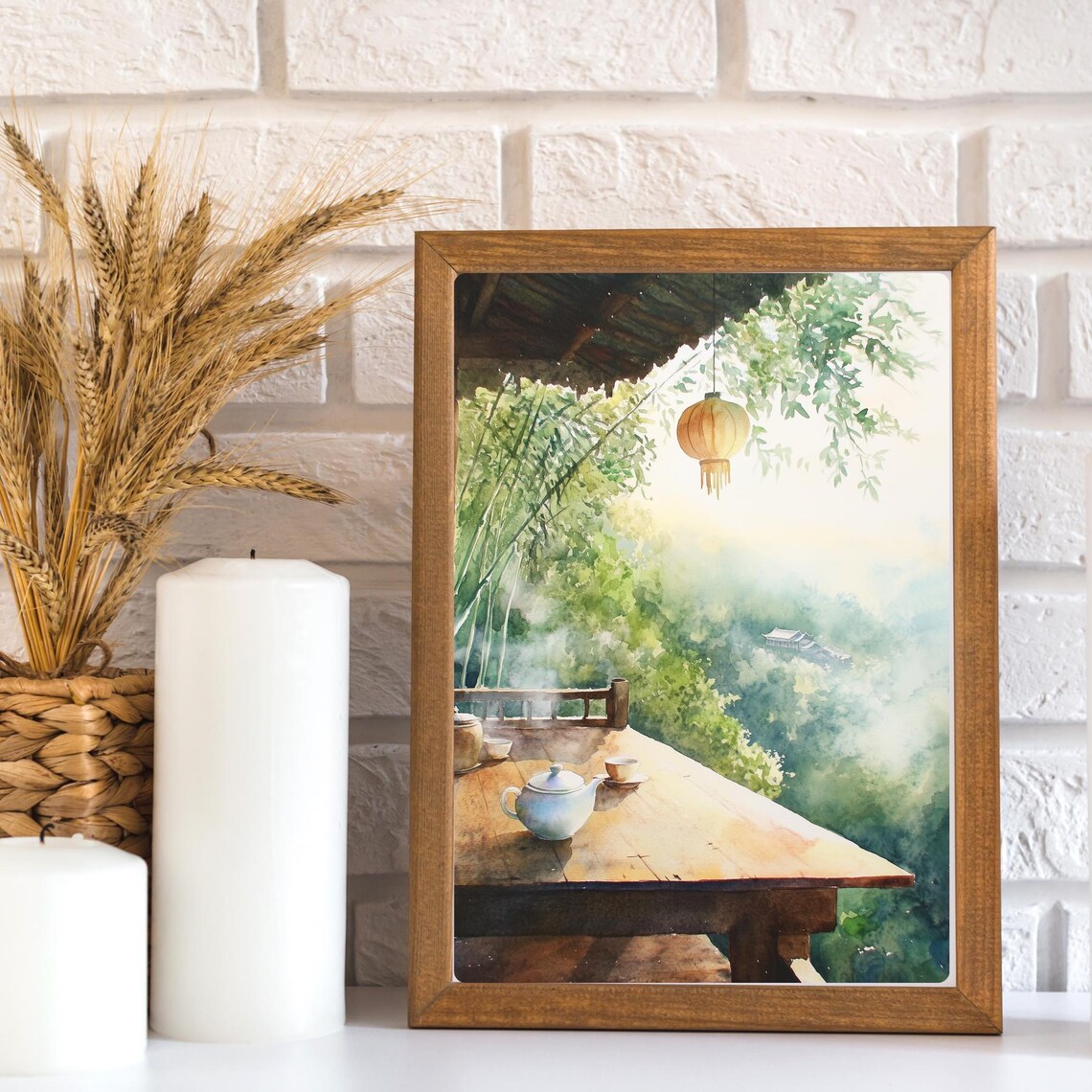 Rural China Teahouse Watercolor Travel Poster - Image 2