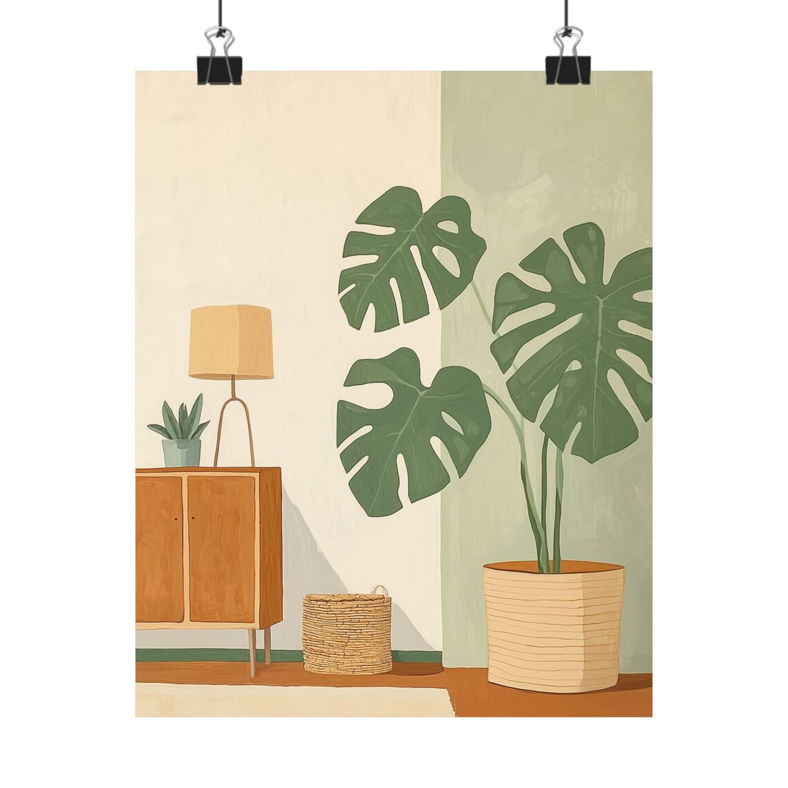 Minimalist Monstera Plant in a Scandinavian Living Room Print