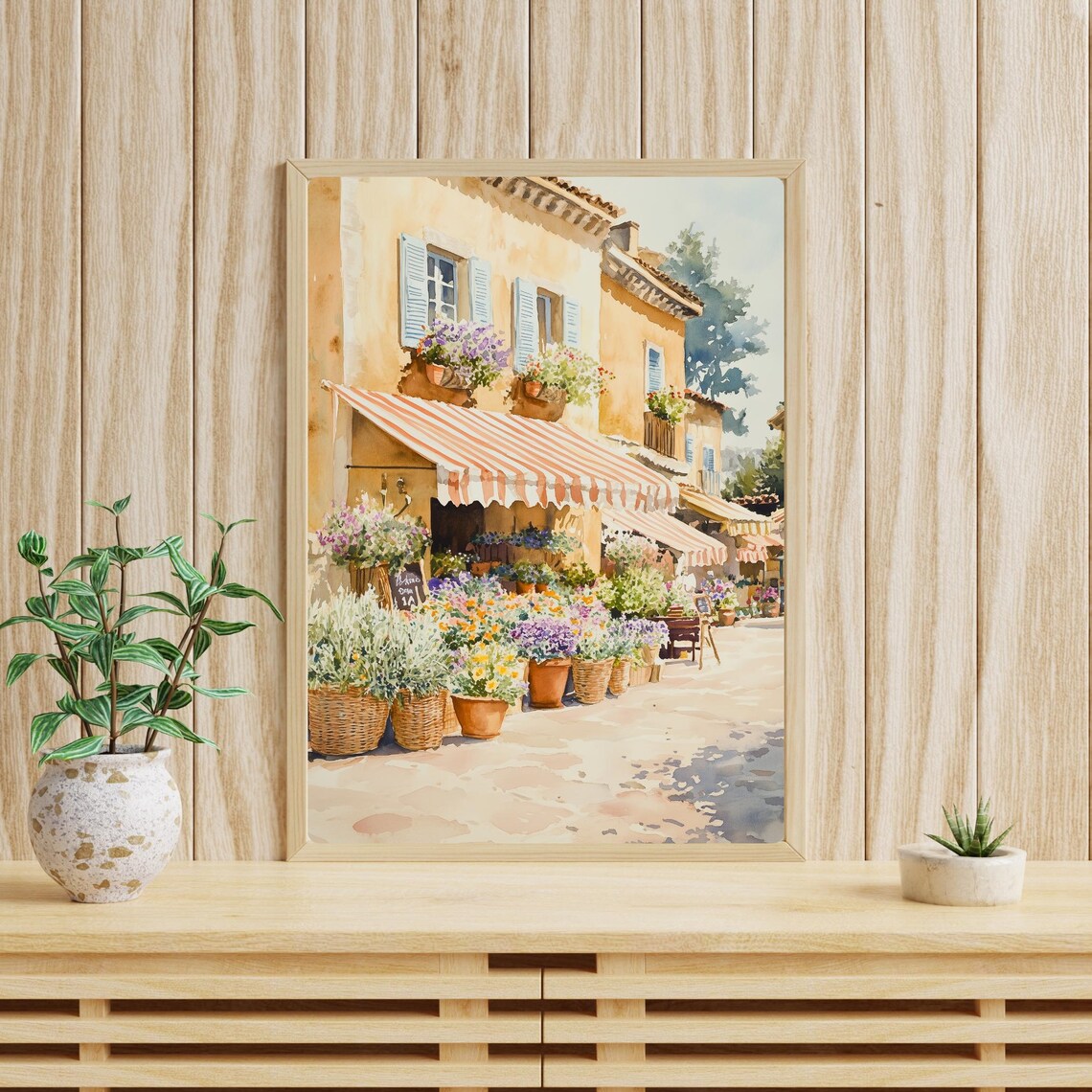 Provence Flower Shop Watercolor French Village Street Market Poster - Image 4