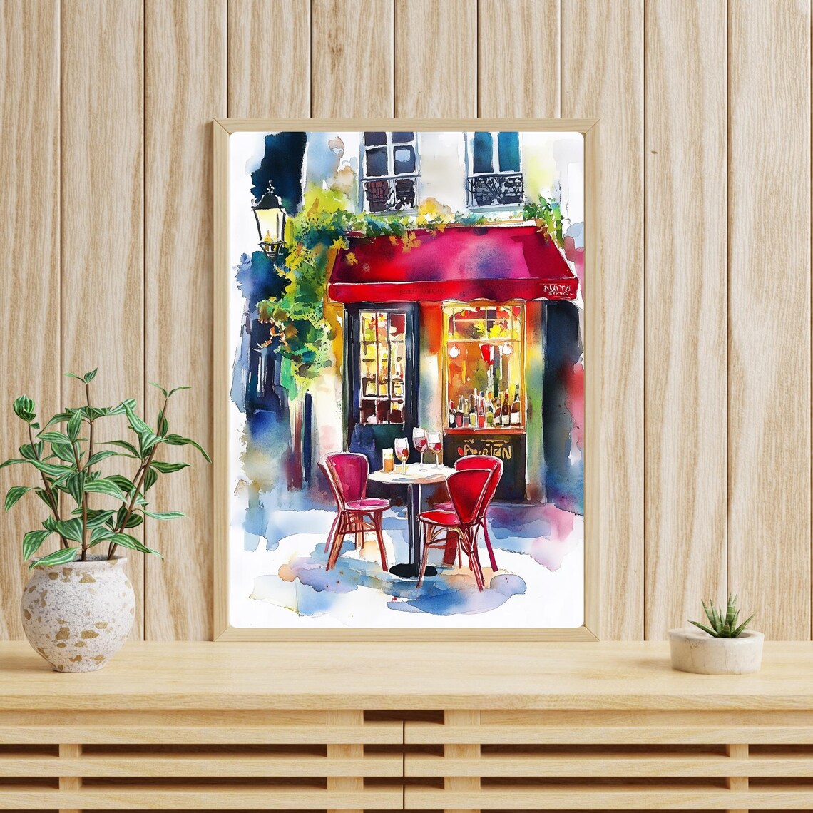 Paris Wine Bar Watercolor Art Print, French Cafe - Image 4