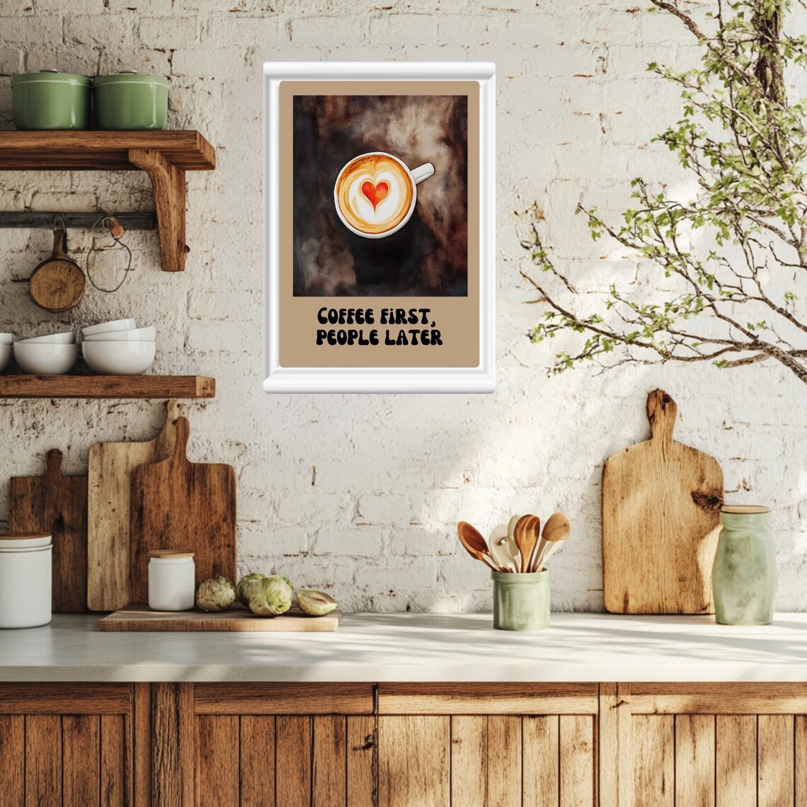 Coffee First People Later Cafe Art Home Decor For Dining Room Breakfast Nook Coffee Sign And Poster Art - Image 4