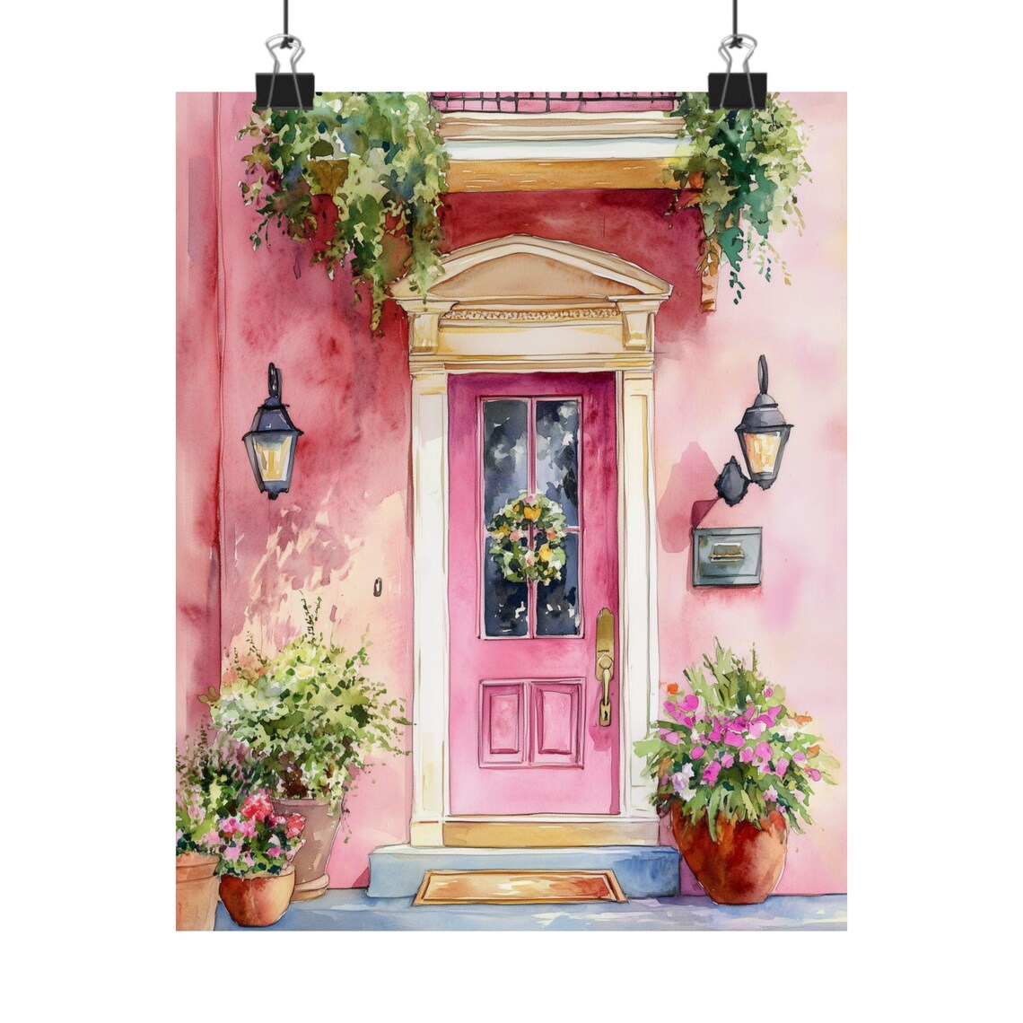Rainbow Row Door, Charleston Watercolor Art Print