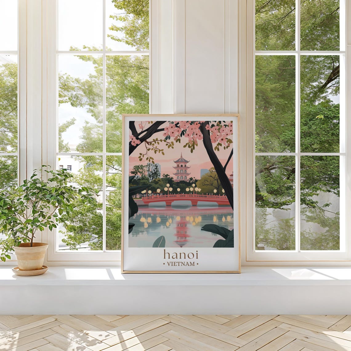 Hanoi Vietnam Travel Poster Asian City Art Historic Landmark Print Urban Decor Cultural Travel Gift - Image 2