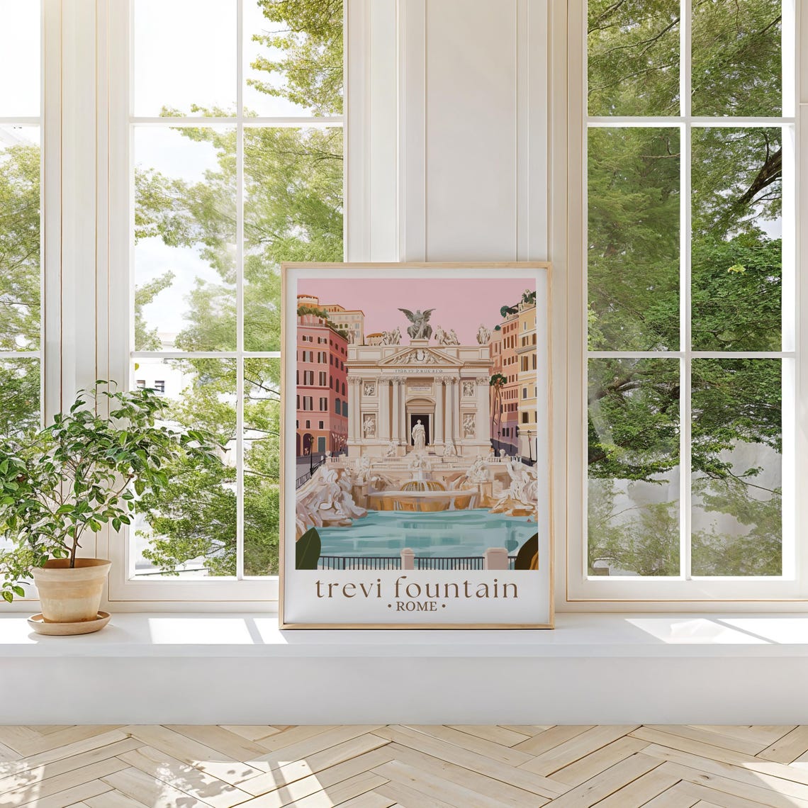 Trevi Fountain Rome Travel Poster Italian Landmark Art Historic Fountain Print Rome Travel Decor Italy Getaway Gift - Image 2
