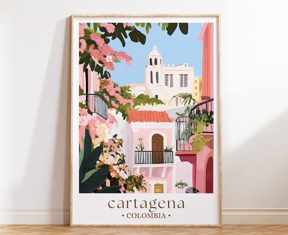 Cartagena Colombia Art Print Colorful Colonial Wall Decor South Travel Poster