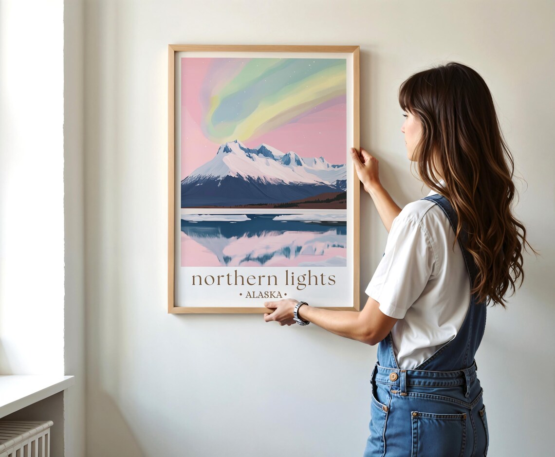 Northern Lights Alaska Travel Poster, Arctic Scene - Image 2