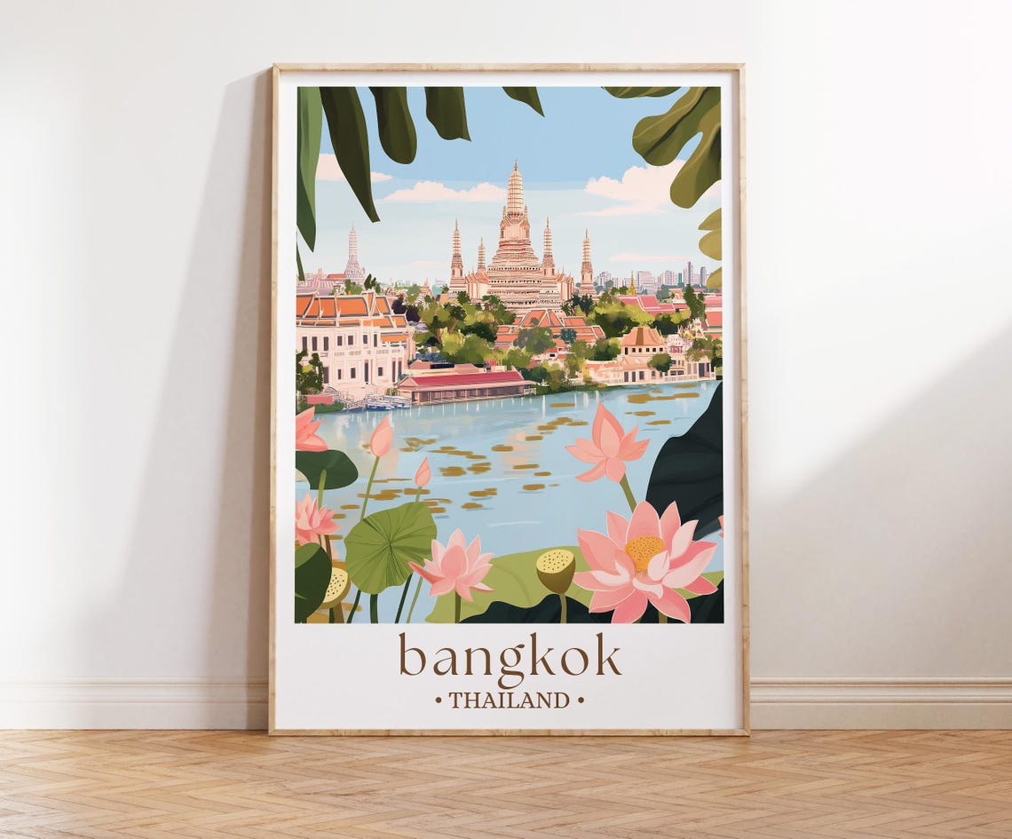 Bangkok Thailand Travel Poster Bangkok Wall Art Asia Travel Gifts Bangkok Home Decor Bangkok Trip Print Bangkok Art Print