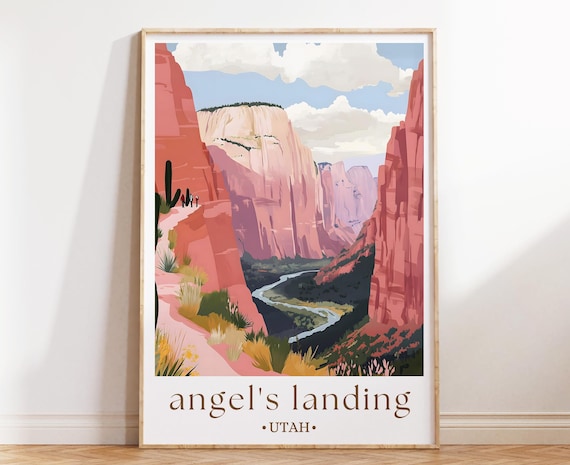 Angels Landing Zion National Park Utah Red Canyon Trail Poster