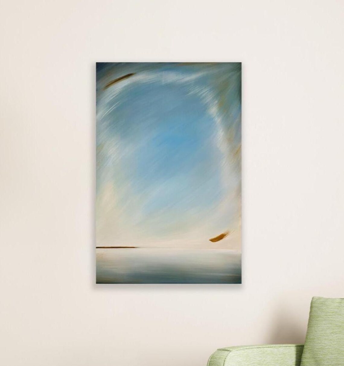 Original Oil Canvas Painting Blue Abstract Horizon Landscape Art