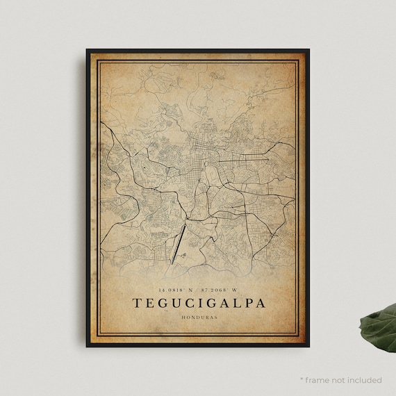 Tegucigalpa Honduras Vintage City Map Sepia Style Wall Poster