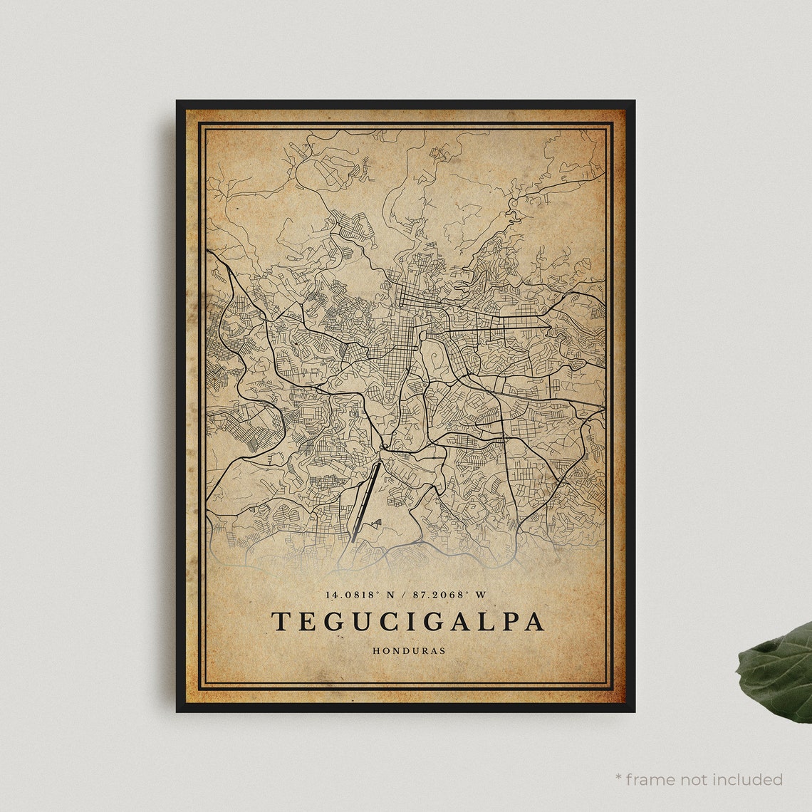 Tegucigalpa Honduras Vintage City Map Sepia Style Wall Poster