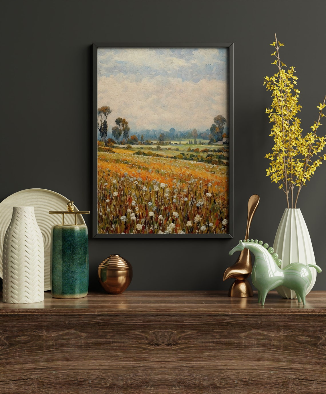 French Countryside Wildflower Meadow Impressionist Oil Art Poster - Image 3