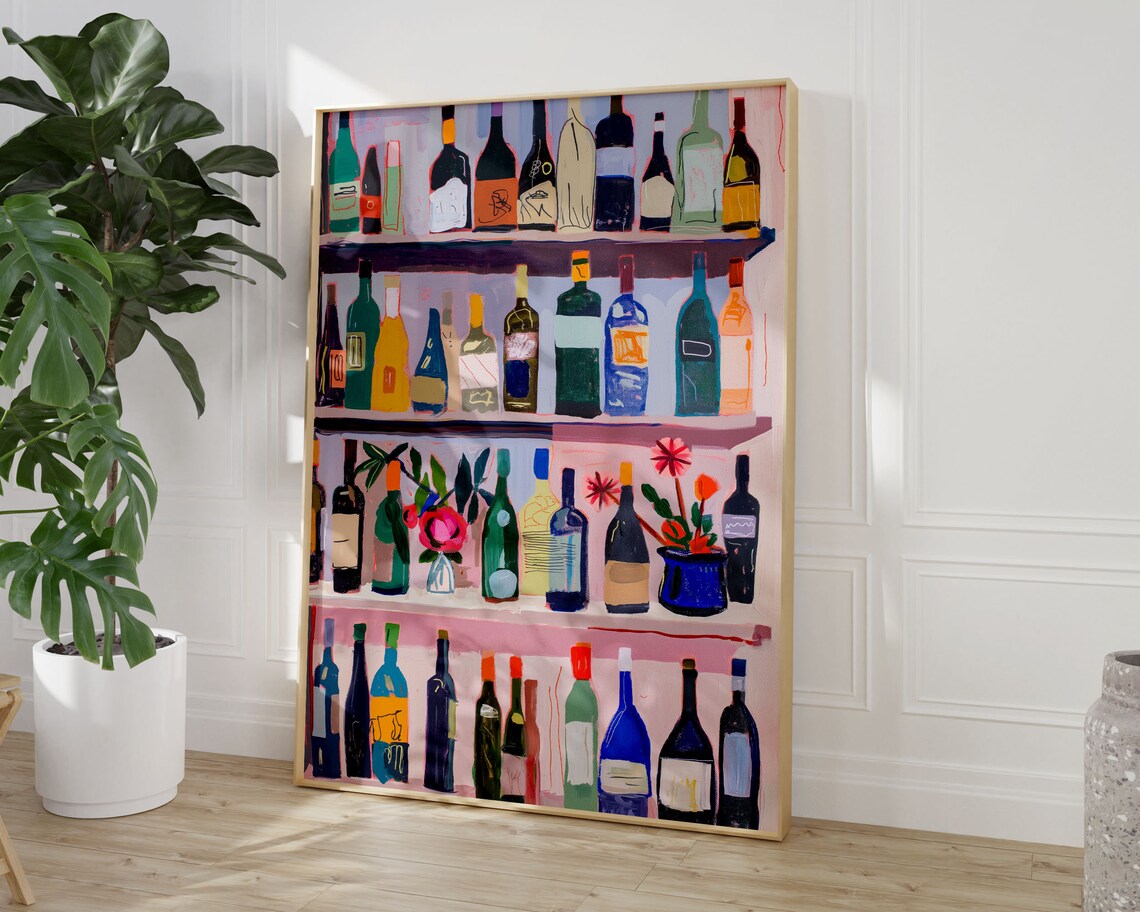 Maximalist Bottle Art Print, Bar Cart Wall Decor - Image 3