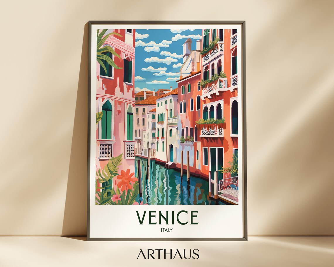 Venice Vintage Travel Poster, Europe Wall Decor