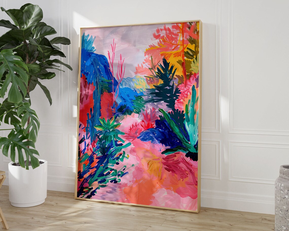 Pink Landscape Art Print, Preppy Dorm Decor - Image 3