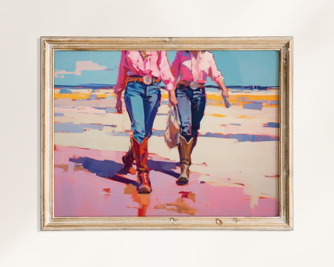 Coastal Cowgirl Print Western Cowgirl Aesthetic Girly Girl Painting Hot Pink Wall Art Preppy Cowgirl Print - Image 3