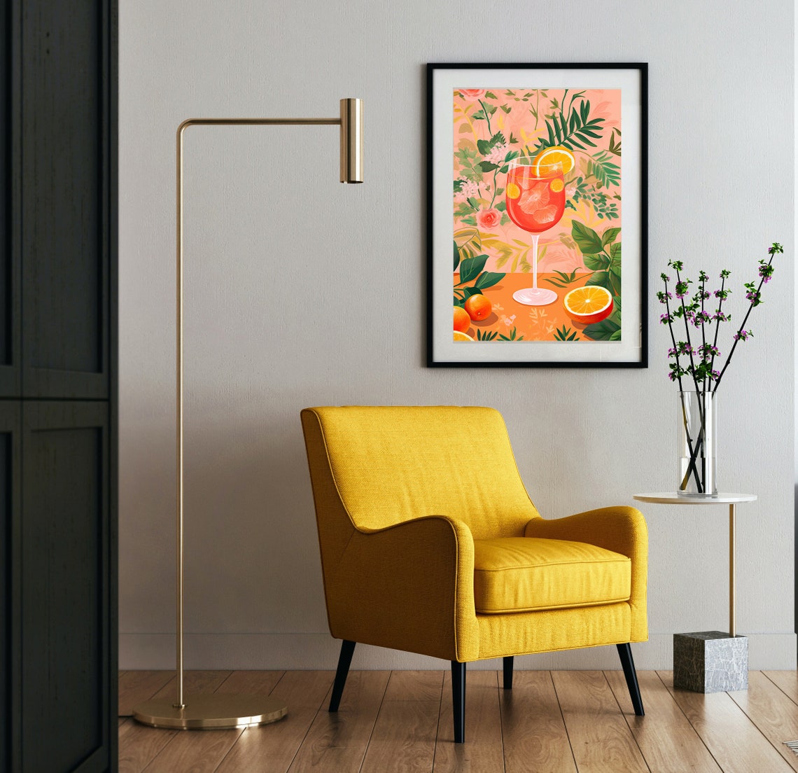 Aperol Spritz Cocktail Botanical Citrus Summer Drink Art Poster - Image 3