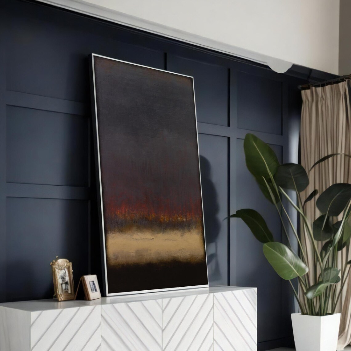 Abstract Dark Horizon, Moody Minimalist Contemporary Art - Image 5