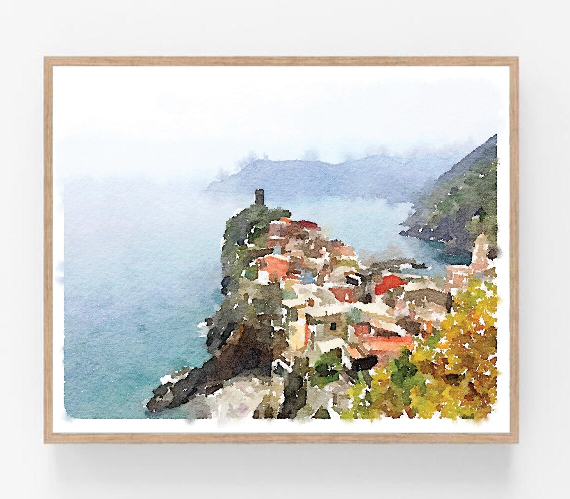 Cinque Terre Vernazza Italy Watercolor Art Print