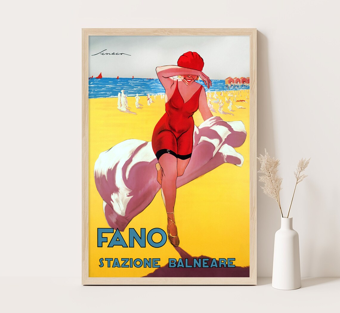 Fano Italy Vintage Travel Poster, Retro Italy