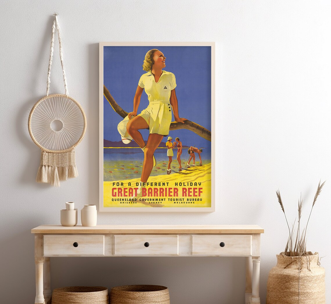 Great Barrier Reef Queensland Vintage Beach Holiday Travel Poster Art - Image 4