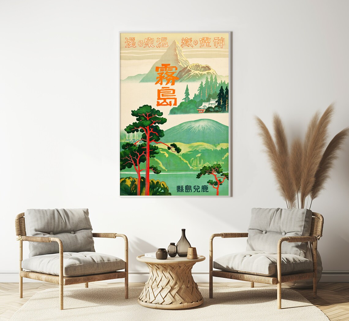 Kirishima Kagoshima Vintage Travel Poster, Japan - Image 3