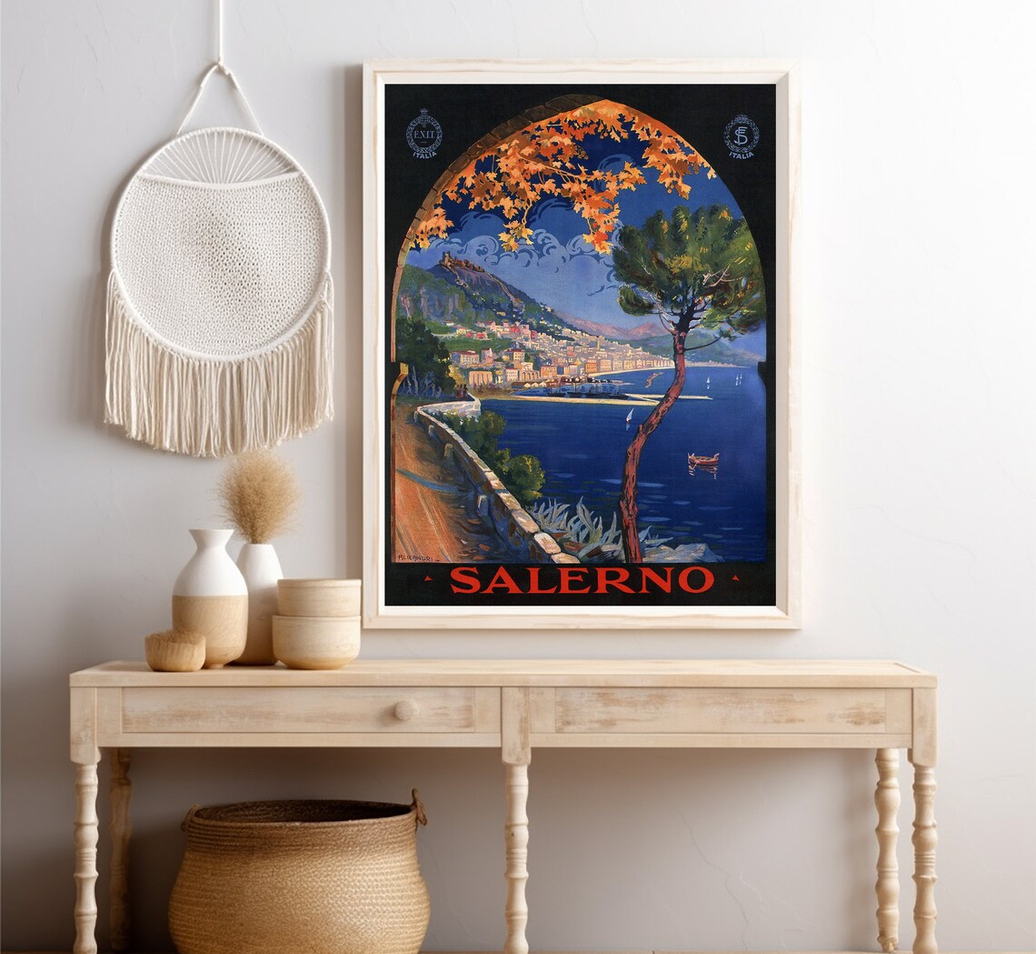 Salerno Italy Vintage Travel Poster, Wall Art Print - Image 4