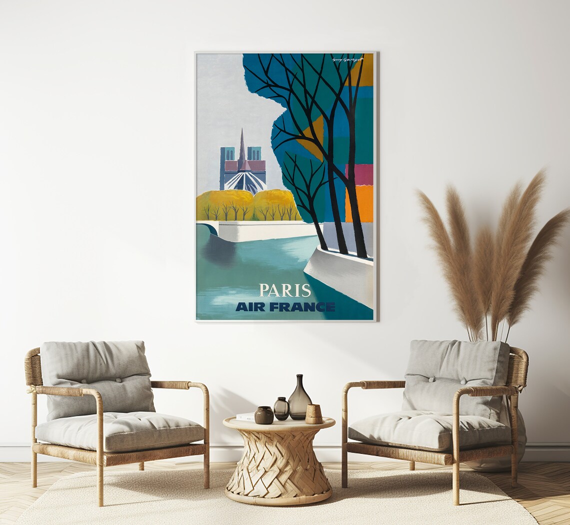 Air France Paris Vintage Travel Poster, France - Image 3