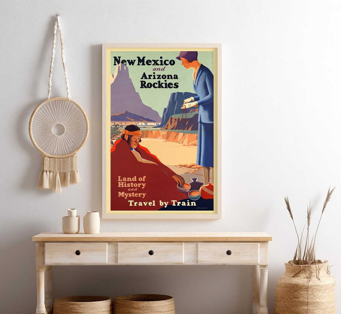 New Mexico Arizona Rockies Vintage Travel by Train Poster Art Print - Image 4
