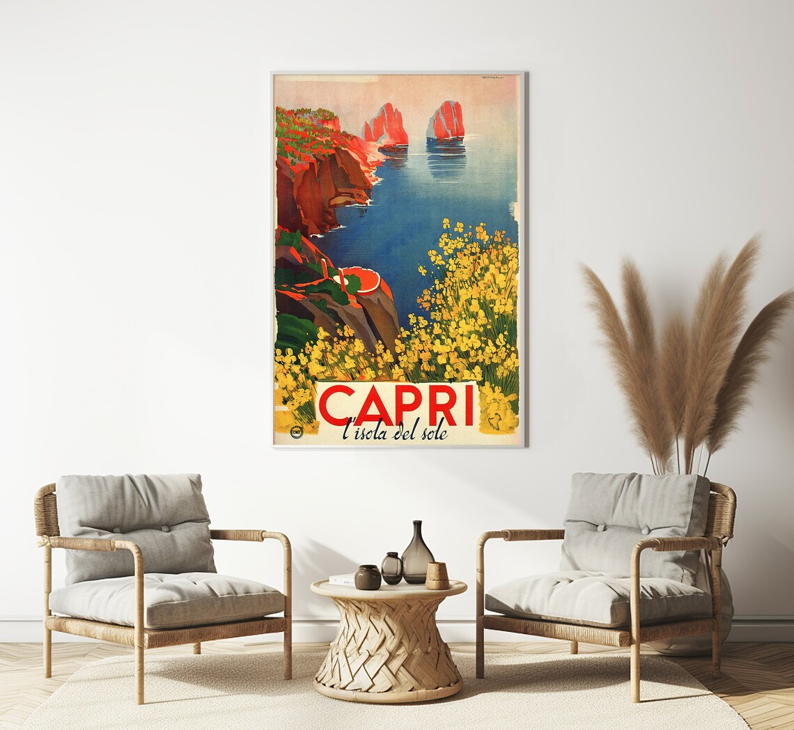 Capri Italy Vintage Travel Poster, Retro Coastal - Image 3