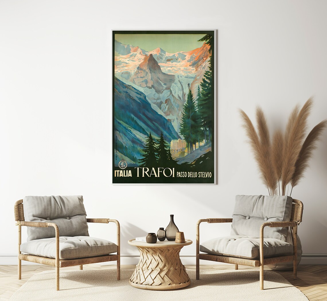 Trafoi Passo Dello Stelvio Italy Glacier Valley Vintage Travel Poster - Image 3