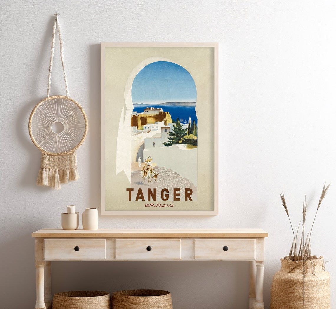 Tanger Morocco Moorish Arch Whitewashed Medina Sea View Vintage Poster - Image 4