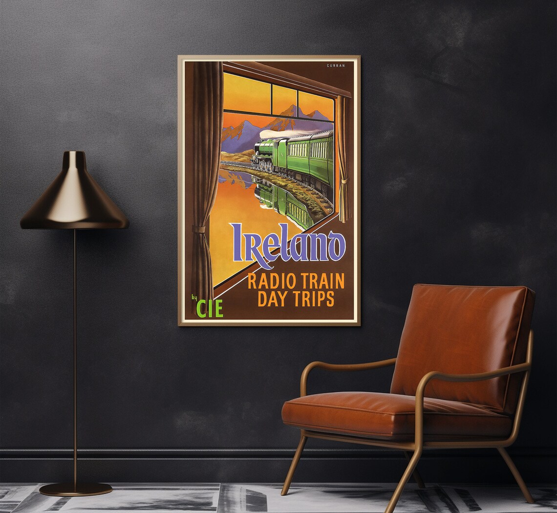 Ireland Radio Train Day Trips CIE Steam Railway Sunset Travel Poster - Image 2