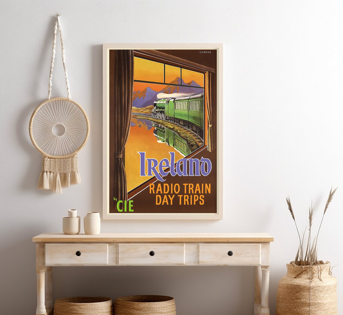 Ireland Radio Train Day Trips CIE Steam Railway Sunset Travel Poster - Image 4