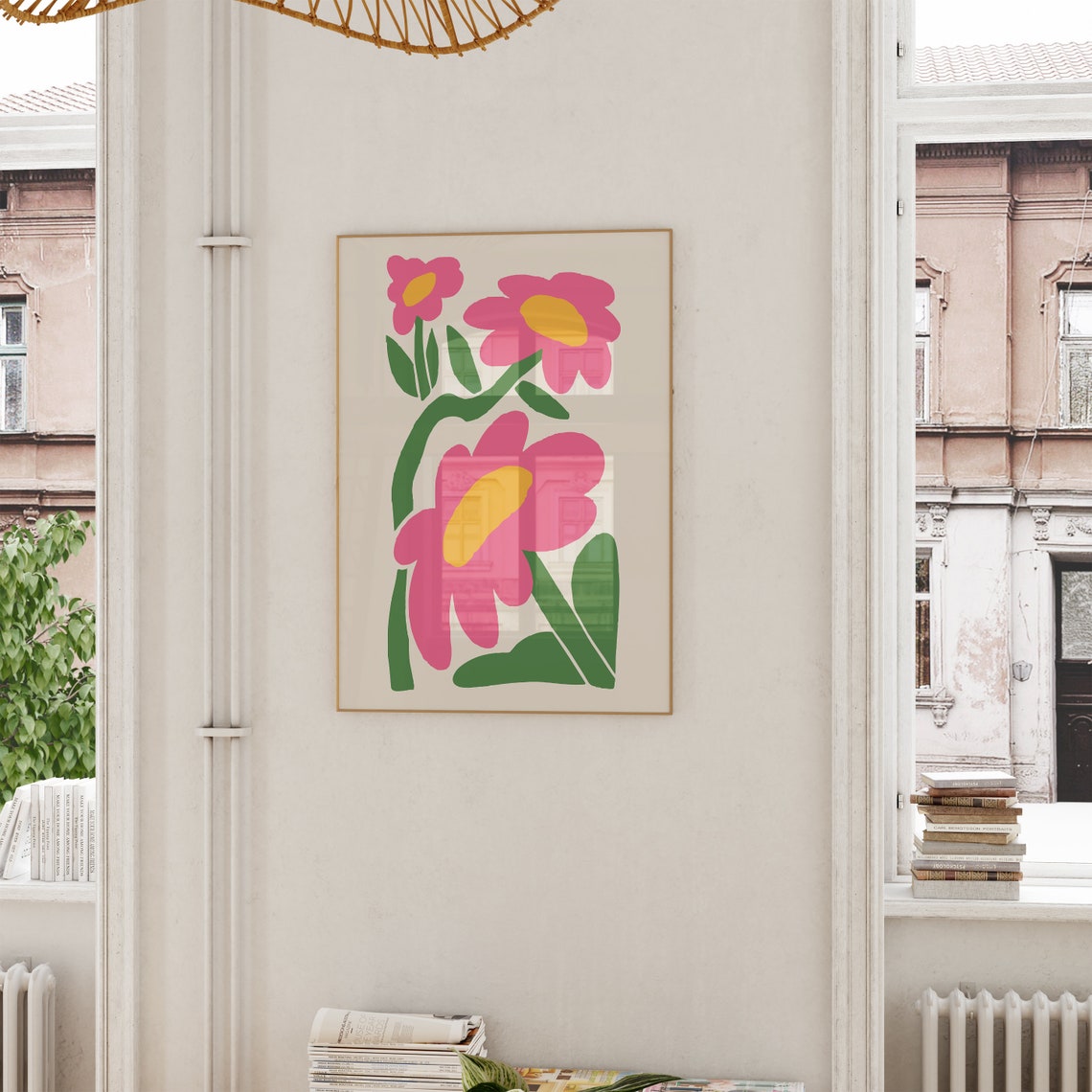 Matisse Style Pink Floral Bouquet on Beige Gallery Wall Poster - Image 6