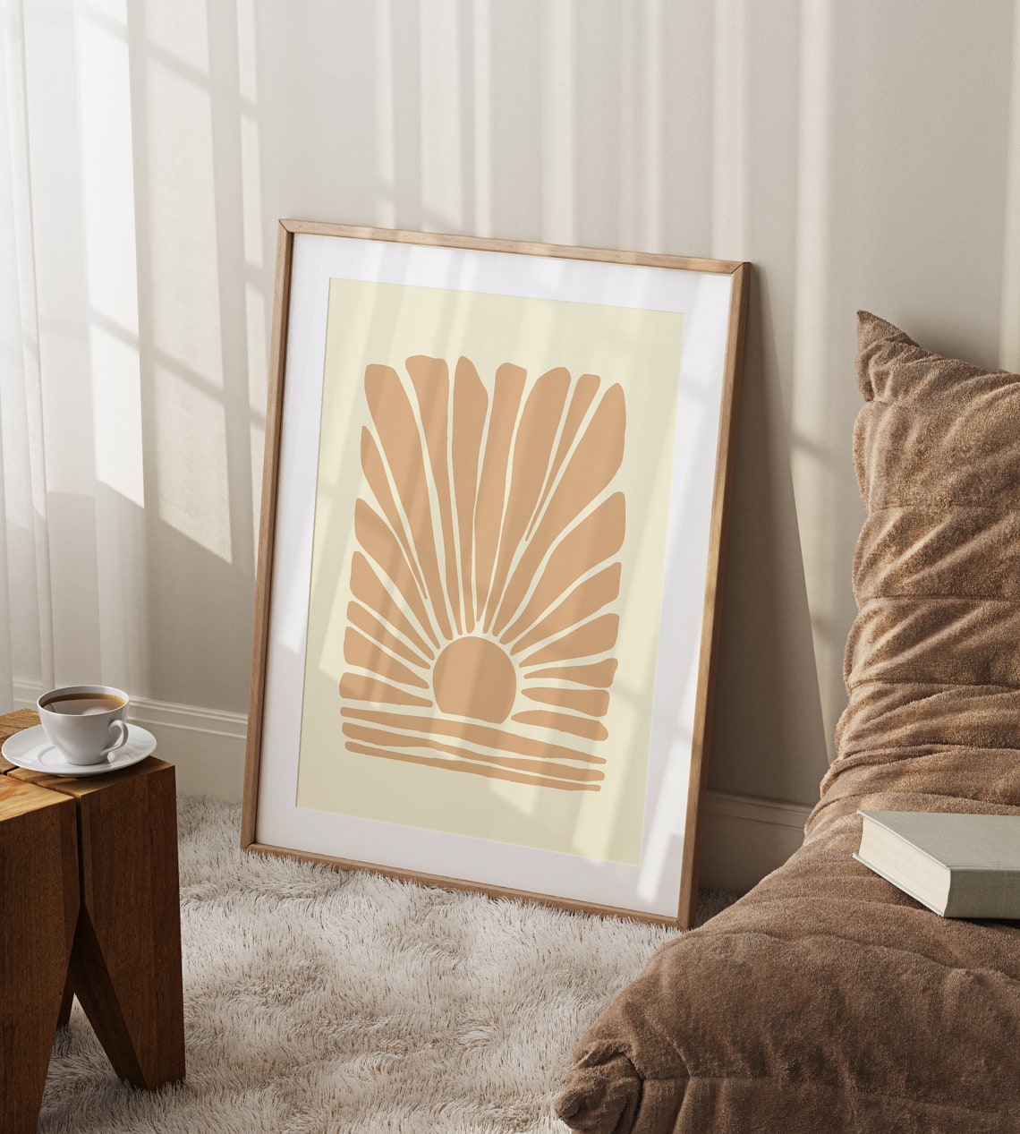 Terracotta Rising Sun Radiating Rays Minimalist Boho Art Poster - Image 2