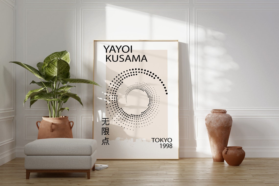 Yayoi Kusama Tokyo 1998 Infinity Dots Cream Minimalist Poster - Image 4