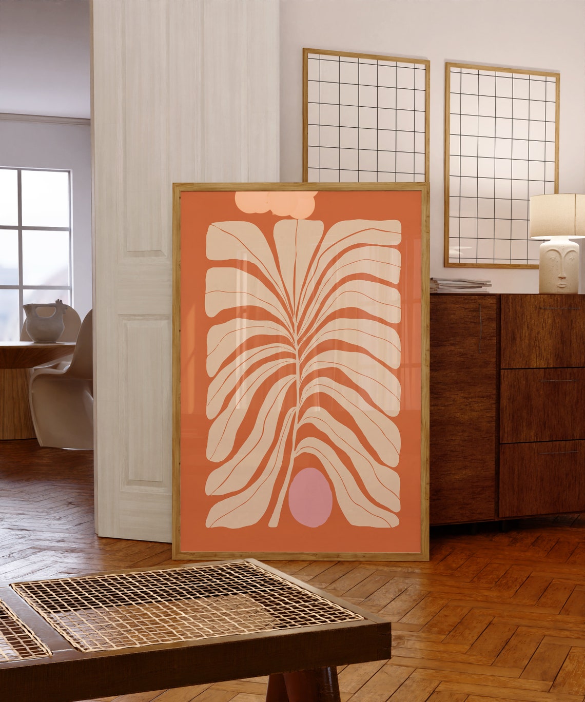 Matisse Style Burnt Orange Botanical Leaf Fronds Decorative Poster - Image 5