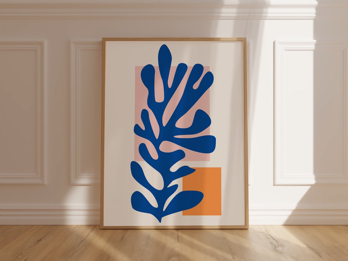 Matisse Style Blue Seaweed Cut Out Botanical Decorative Poster - Image 6