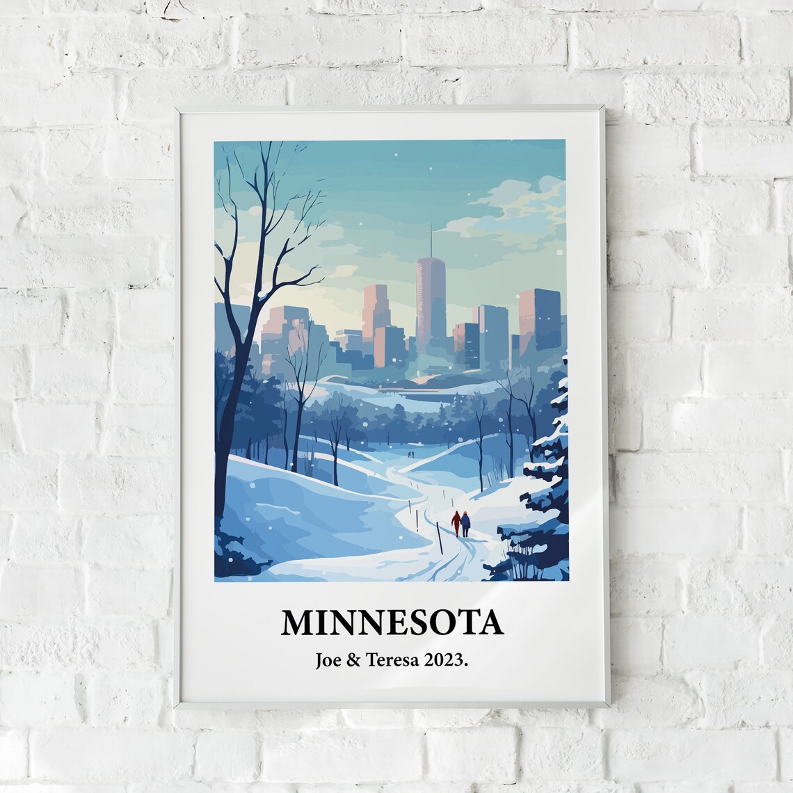 Minnesota Winter Snow Skyline Vintage Style Travel Art Poster - Image 5
