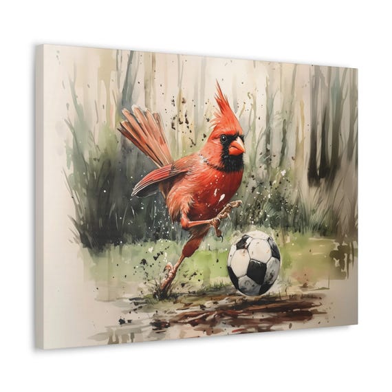 Soccer Cardinal Maximalist Eclectic Sports Print Rugged Eccentric Football Airbnb Childrens Art Fantasy Nature Rustic Wall Decor