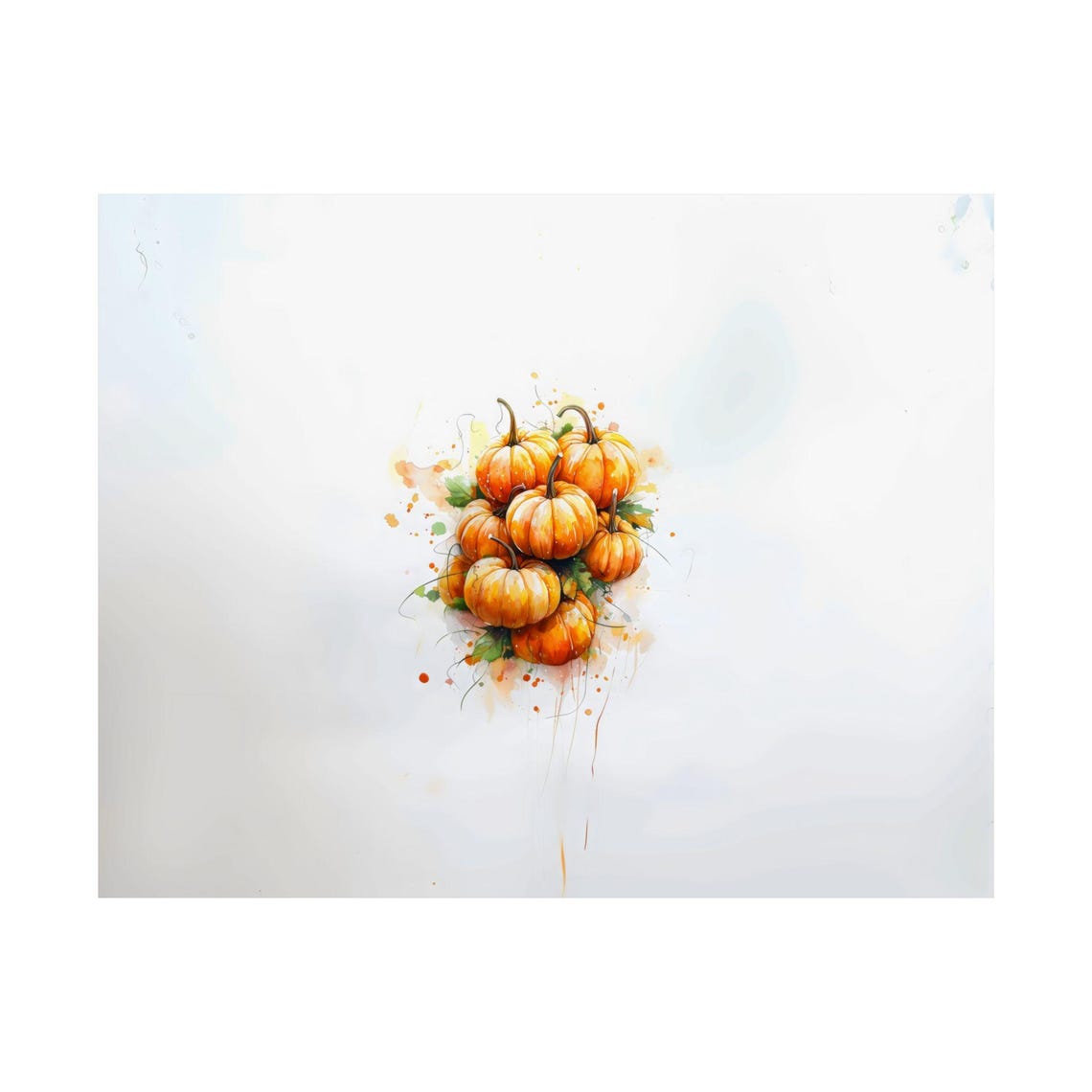 Watercolor Pumpkin Cluster Autumn Harvest Kitchen Decorative Poster - Image 3