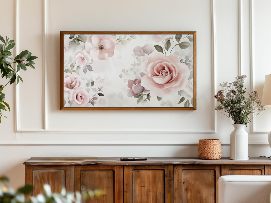 Blush Pink Garden Roses on White Elegant Minimal Floral Poster - Image 3