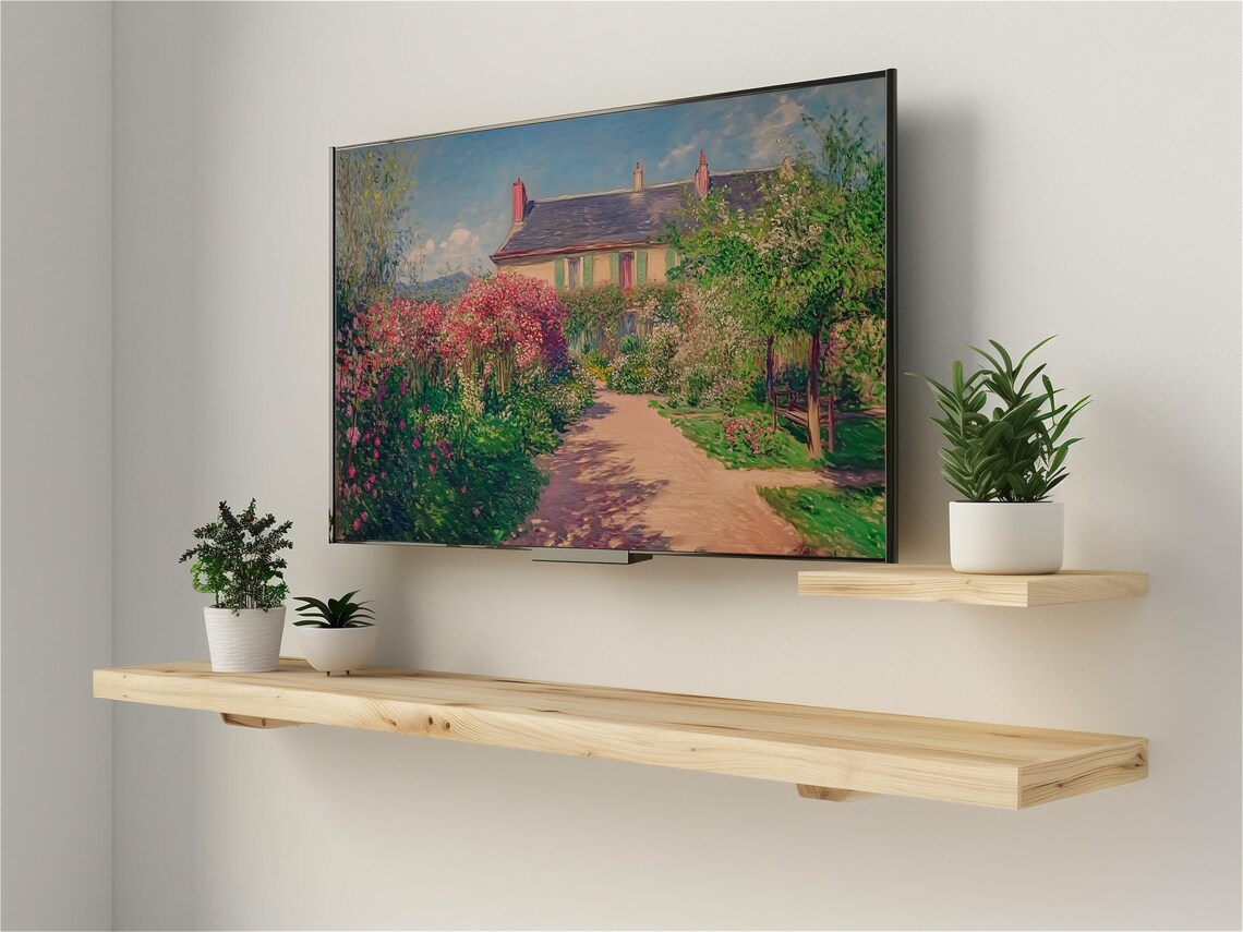 Sunlit Cottage Rose Garden Impressionist Painting Spring Landscape Print - Image 3