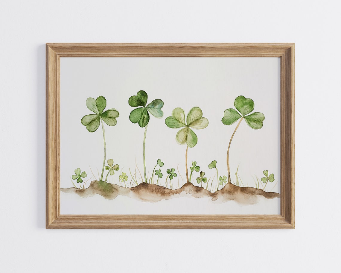 Fresh Clover Leaves Watercolor Botanical Minimalist Plant Poster - Image 3