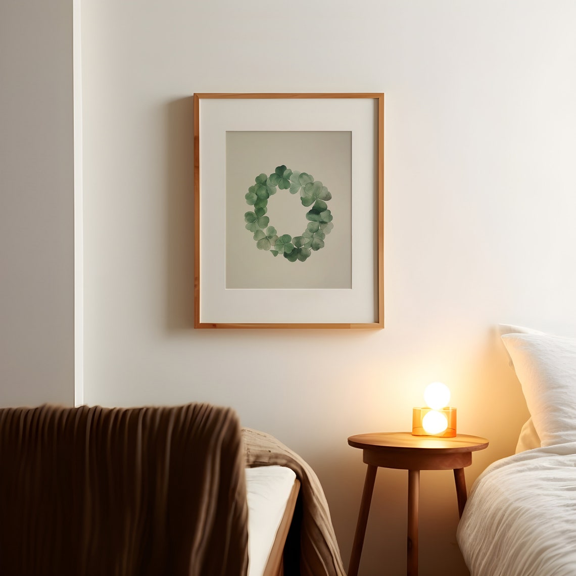 Watercolor Shamrock Wreath Saint Patricks Day Green Clover Print - Image 2