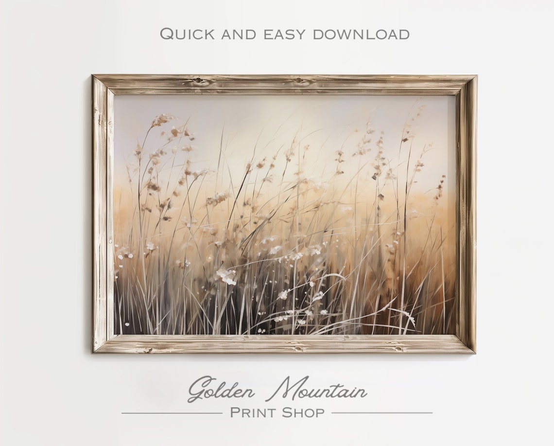 Dried Wild Grasses on Warm Beige Minimalist Botanical Poster - Image 3