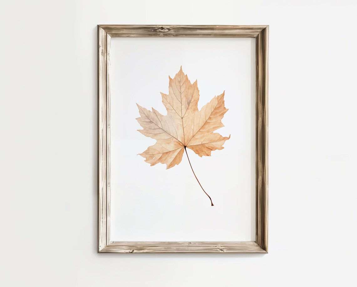 Minimalist Fall Leaf Press Watercolor Art Print - Image 3