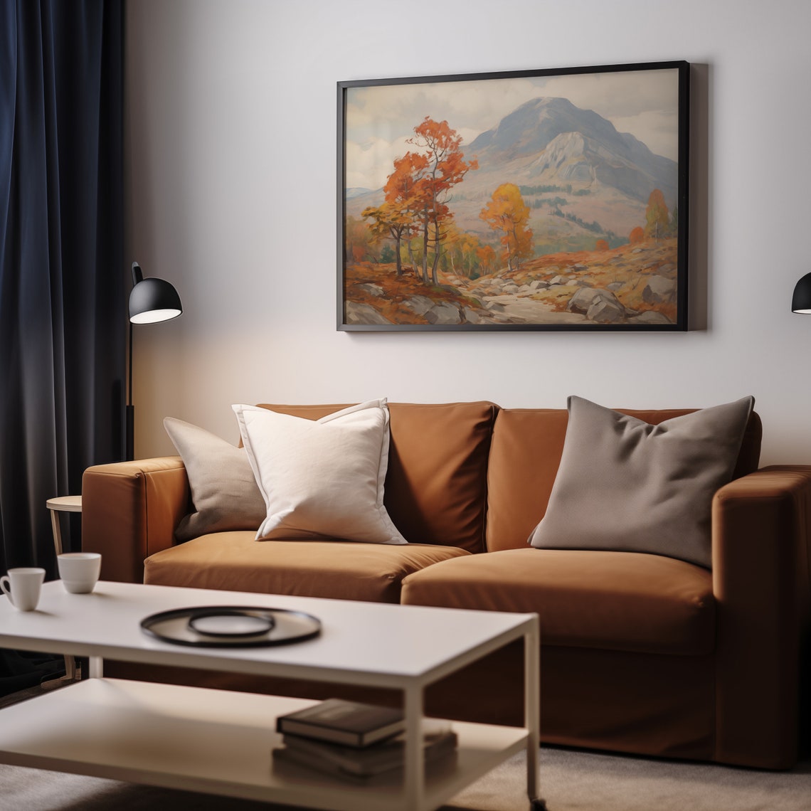 Majestic Grand Alpine Mountain Peak Autumn Trees Fall Valley Poster - Image 2